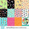 Image of the Spring Bling collage by Morris Creative Group for QT Fabrics. Features spring fabrics on various backgrounds. 
Cute Little Fabric Shop