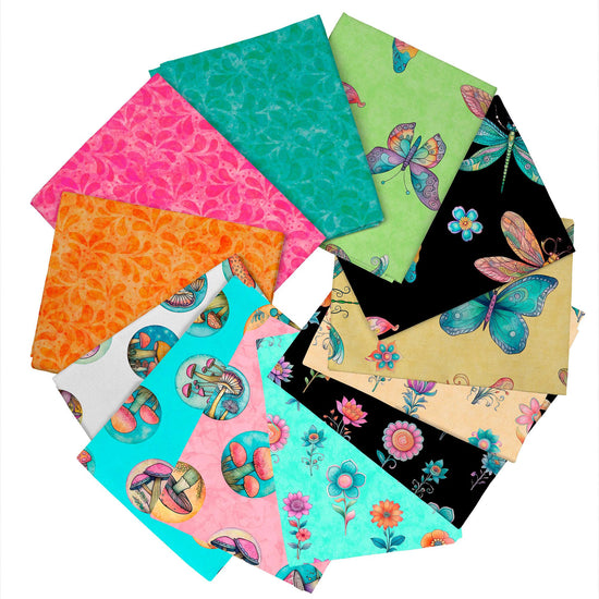 Image of the Spring Bling fat quarter bundle from QT fabrics. Features spring fabrics.
Cute Little Fabric Shop