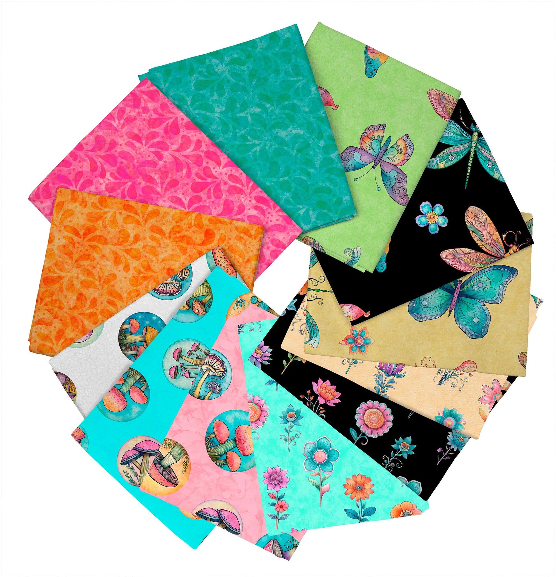 Image of the Spring Bling fat quarter bundle from QT fabrics. Features spring fabrics.
Cute Little Fabric Shop
