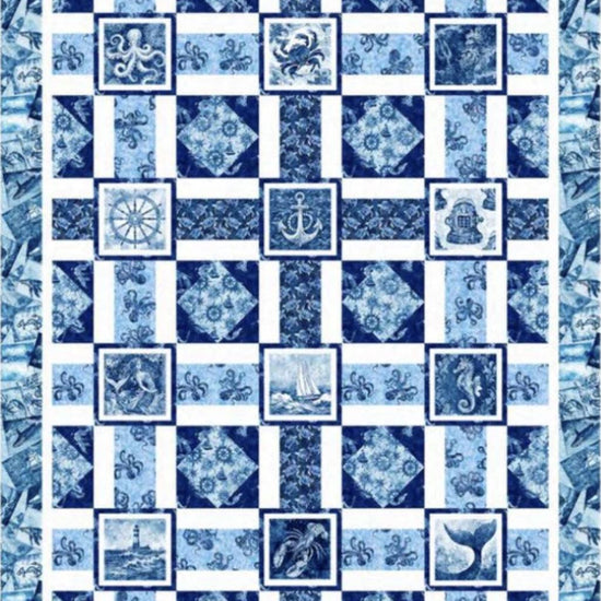 Image of the Ocean Blues Deep Blue Sea quilt pattern by Morris Creative Group for QT Fabrics. Features ocean fabrics on blue fabrics.
Cute Little Fabric Shop