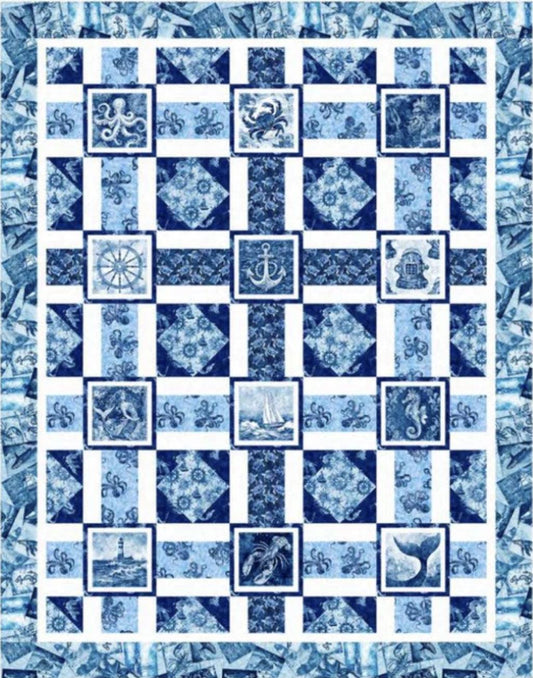 Image of the Ocean Blues Deep Blue Sea quilt pattern by Morris Creative Group for QT Fabrics. Features ocean fabrics on blue fabrics.
Cute Little Fabric Shop