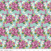 Image of the Morning Meadow Flower Bunches Julep quilting cotton fabric. Features flowers on a blue background. Cute Little Fabric Shop
