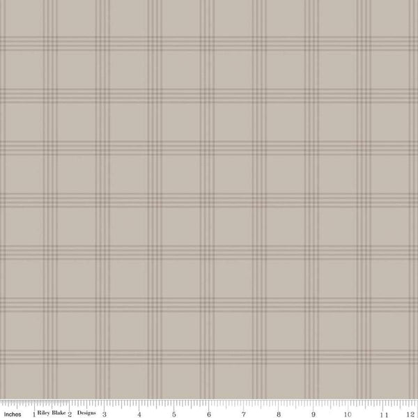 FLANNEL Till the Cows Come Home Plaid F16112 Taupe - Riley Blake Designs - Plaid Lines Stripe - FLANNEL Cotton Fabric