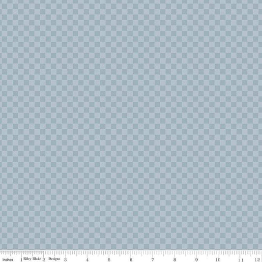 29" End of Bolt - FLANNEL Till the Cows Come Home Checks F16113 Blue - Riley Blake - PRINTED Gingham Plaid Lines - Flannel Cotton Fabric