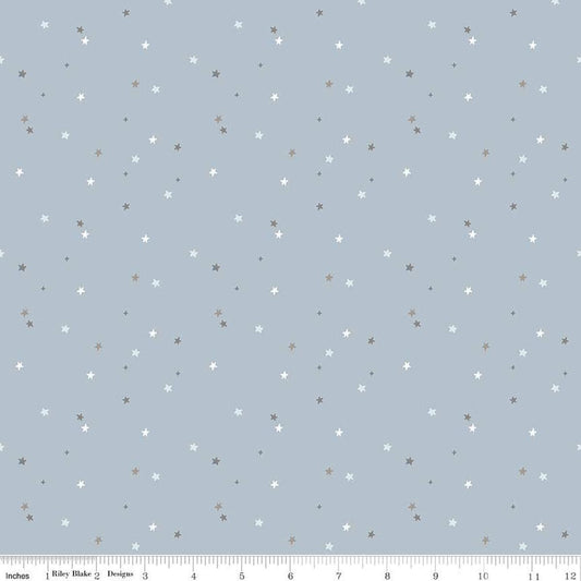 15" End of Bolt - FLANNEL Till the Cows Come Home Stars F16114 Sky - Riley Blake Designs - Scattered Stars Celestial - FLANNEL Cotton Fabric
