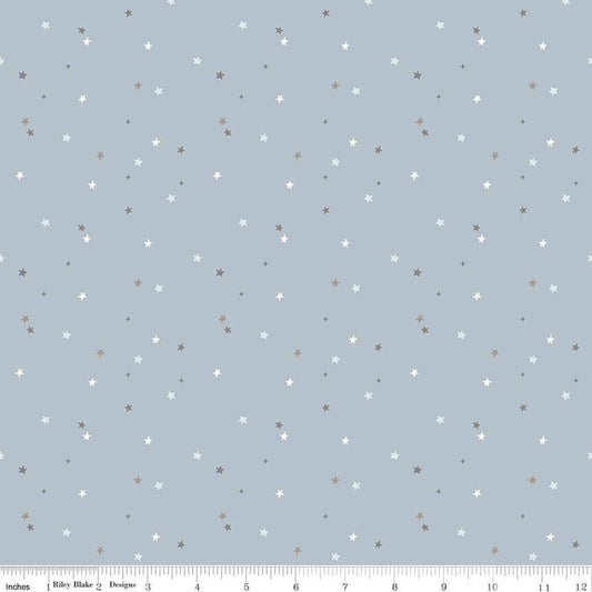 24" End of Bolt - FLANNEL Till the Cows Come Home Stars F16114 Sky - Riley Blake Designs - Scattered Stars Celestial - FLANNEL Cotton Fabric