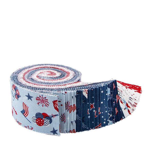 SALE Stars and Stripes Forever 2.5 Inch Rolie Polie Jelly Roll 40 pieces - Riley Blake Design - Precut Pre cut - Quilting Cotton Fabric