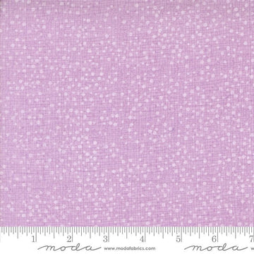 Dotty Thatched Dots Freesia quilting cotton fabrics by Robin Pickens for Moda Fabrics. Features lines and dots on a purple background. Cute Little Fabric Shop
