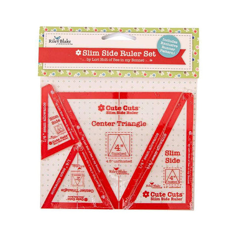 SALE Lori Holt Cute Cuts Slim Side Rulers 6 1/2" x 12 1/2" STCC-40872 - Riley Blake Designs - Plastic Non-Slip 4 Rulers