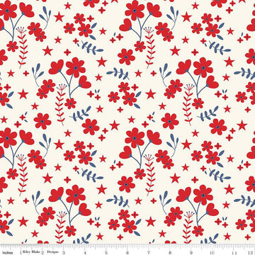 3-Yard cut- Freedom Garden Ditsy Floral WIDEBACK WB15628 Multi - Riley Blake - 106" - Misprint - Quilting Cotton Fabric