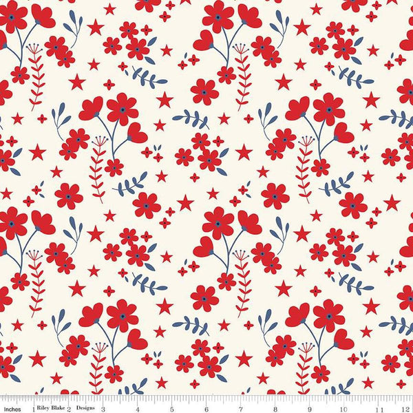 2 yard 28" End of Bolt - SALE Freedom Garden Ditsy Floral WIDE BACK WB15628 Multi - Riley Blake - 107/108" Wide - Quilting Cotton Fabric
