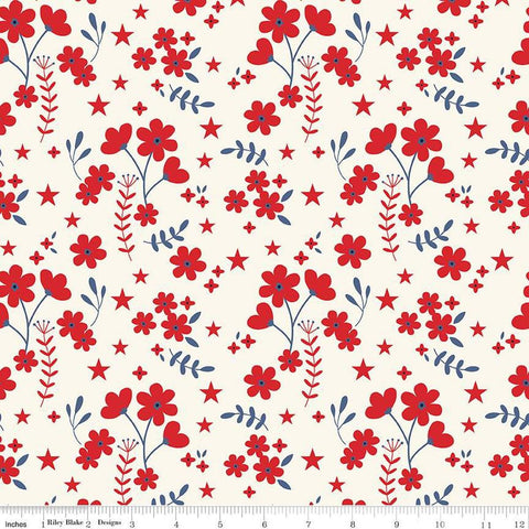 3 yard cut- SALE Freedom Garden Ditsy Floral WIDE BACK WB15628 Multi - Riley Blake - 107/108" Wide - Quilting Cotton Fabric