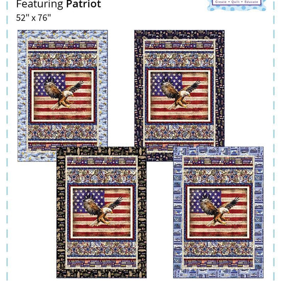 Image of the Fences quilt pattern by QT Fabrics. Features four styles of patriotic map quilts. 
Cute Little Fabric Shop
