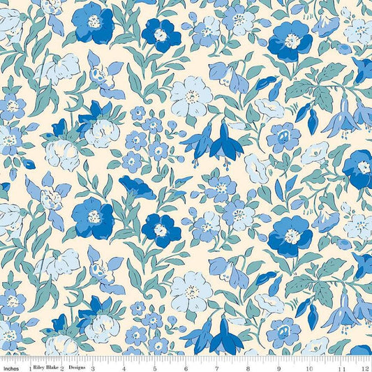 Image of the Wide Width Collection Mamie Field C quilting cotton fabric by Riley Blake Designs. Features floral fabrics on a white background. Cute Little Fabric Shop