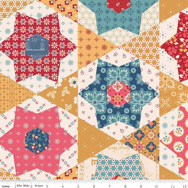 LARGE CANVAS Americana Home Decor Stars HD16101 Multi - Riley Blake - Lori Holt - Extra Wide - Lightweight Cotton Canvas