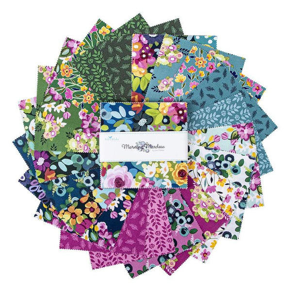 Morning Meadow Charm Pack 5" Stacker Bundle - Riley Blake Designs - 42 piece Precut Pre cut - Floral Flowers - Quilting Cotton Fabric
