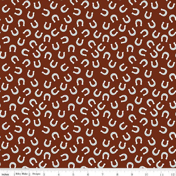 SALE 11" End of Bolt - FLANNEL Lil Buckaroos Horseshoes F16022 Brown - Riley Blake - Bandana Star Paisley Horseshoe - FLANNEL Cotton Fabric