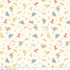 Fat Quarter End of Bolt - FLANNEL Dinos F16026 Cream - Riley Blake Designs - Dinosaurs Clouds Leaves Rainbows - FLANNEL Cotton Fabric
