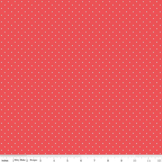 SALE FLANNEL Dots F16028 Red Riley Blake Designs - Small Dots Spots Circles - FLANNEL Cotton Fabric