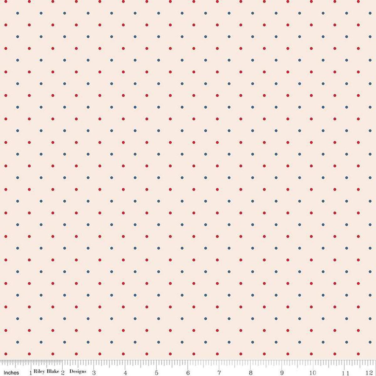 Image of the Americana Victory Multi quilting cotton fabric by Lori Holt for Riley Blake Designs. Features flowers on a yellow background. Cute Little Fabric Shop