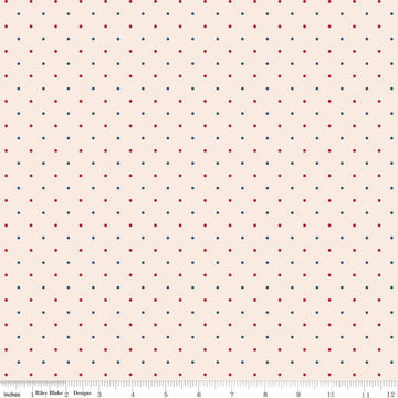 Image of the Americana Victory Multi quilting cotton fabric by Lori Holt for Riley Blake Designs. Features flowers on a yellow background. Cute Little Fabric Shop