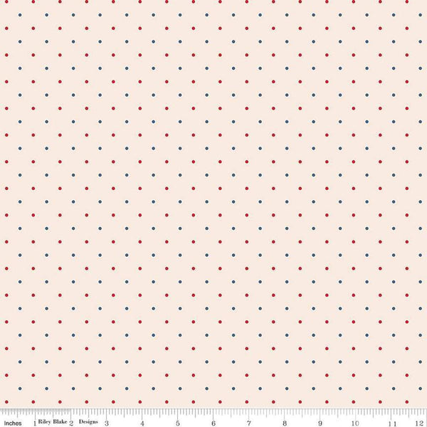 Image of the Americana Victory Multi quilting cotton fabric by Lori Holt for Riley Blake Designs. Features flowers on a yellow background. Cute Little Fabric Shop