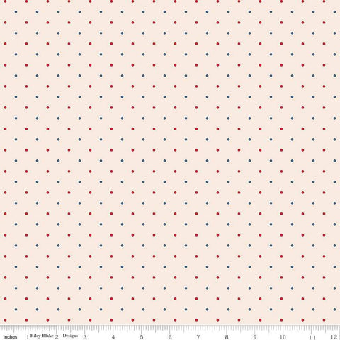 Image of the Americana Victory Multi quilting cotton fabric by Lori Holt for Riley Blake Designs. Features flowers on a yellow background. Cute Little Fabric Shop