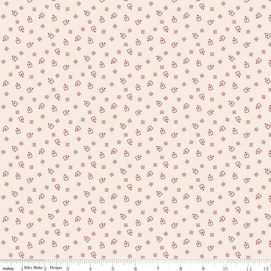 Image of the Americana Loyal Schoolhouse quilting cotton fabric by Lori Holt for Riley Blake Designs. Features squares on a cream background. Cute Little Fabric Shop