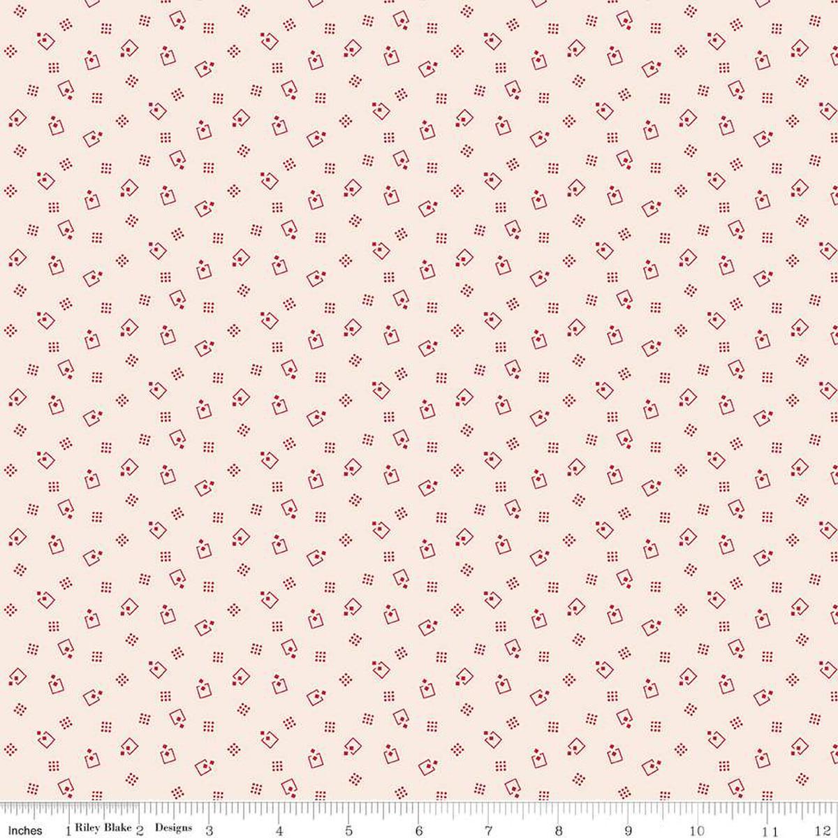 Image of the Americana Loyal Schoolhouse quilting cotton fabric by Lori Holt for Riley Blake Designs. Features squares on a cream background. Cute Little Fabric Shop