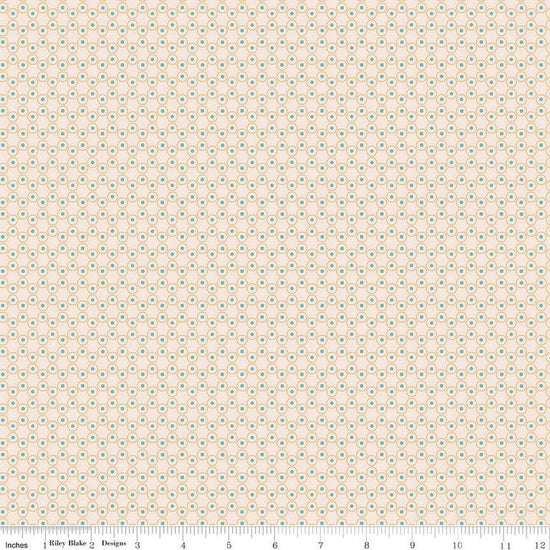 Image of the Americana Patriot Latte quilting cotton fabric by Lori Holt for Riley Blake Designs. Features circles on a cream background. Cute Little Fabric Shop