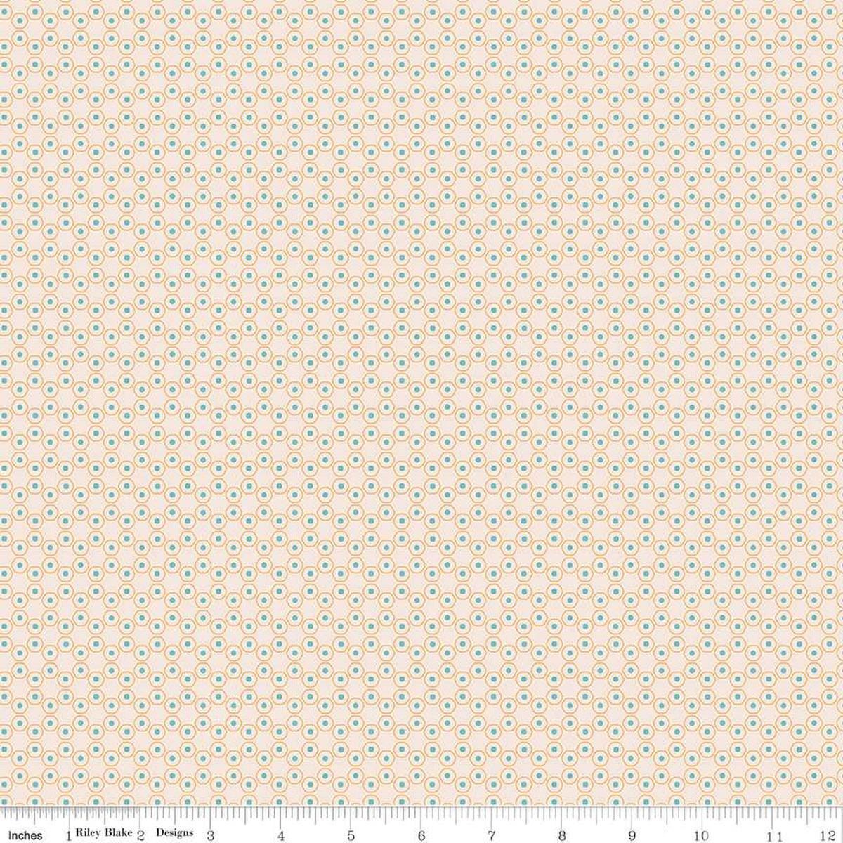 Image of the Americana Patriot Latte quilting cotton fabric by Lori Holt for Riley Blake Designs. Features circles on a cream background. Cute Little Fabric Shop