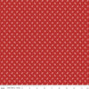 Image of the Americana Unity Schoolhouse quilting cotton fabric by Lori Holt for Riley Blake Designs. Features flowers on a red background. Cute Little Fabric Shop