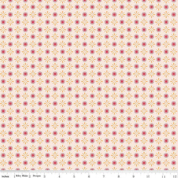 Image of the Americana Independence Marigold quilting cotton fabric by Lori Holt for Riley Blake Designs. Features flowers on a cream background. Cute Little Fabric Shop
