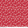Image of the Americana Washington Berry quilting cotton fabric by Lori Holt for Riley Blake Designs. Features flowers on a red background. Cute Little Fabric Shop