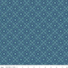 Image of the Americana Justice Dark Denim quilting cotton fabric by Lori Holt for Riley Blake Designs. Features flowers on a blue background. Cute Little Fabric Shop