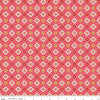 Image of the Americana Honor Tea Rose quilting cotton fabric by Lori Holt for Riley Blake Designs. Features flowers on a red background. Cute Little Fabric Shop