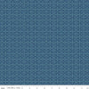 Image of the Americana Franklin Dark Denim quilting cotton fabric by Lori Holt for Riley Blake Designs. Features flowers on a blue background. Cute Little Fabric Shop
