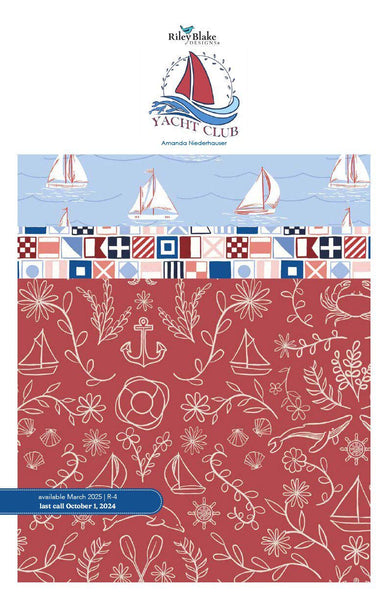 Image of the Yacht Club Storyboard by Amanda Niederhauser for Riley Blake Designs. Features boating themed fabrics on various backgrounds. Cute Little Fabric Shop