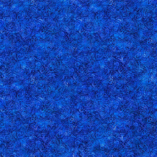 Image of the Festivus Festivus Blender Blue quilting cotton fabric by Dan Morris for Riley Blake Designs. Features an abstract swirl on a blue background. Cute Little Fabric Shop