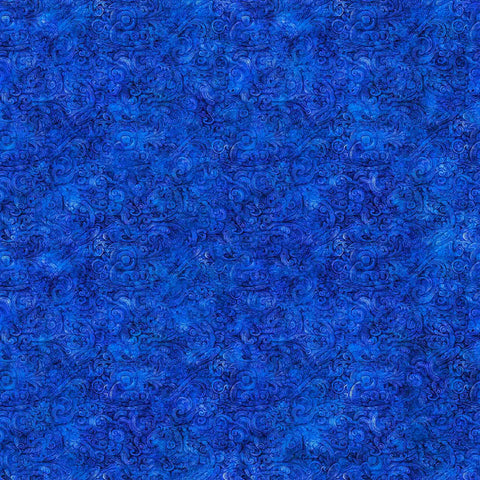 Image of the Festivus Festivus Blender Blue quilting cotton fabric by Dan Morris for Riley Blake Designs. Features an abstract swirl on a blue background. Cute Little Fabric Shop