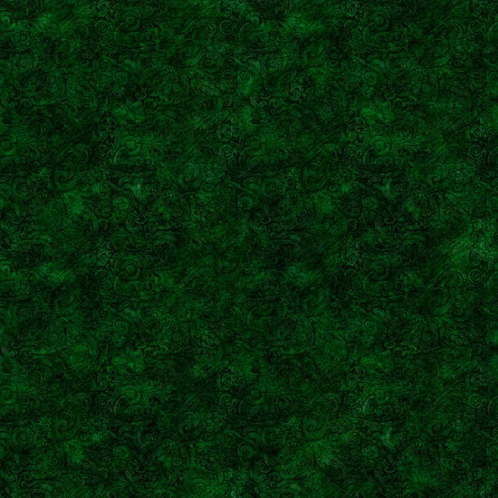 Image of the Festivus Festivus Blender Forest quilting cotton fabric by Dan Morris for Riley Blake Designs. Features an abstract swirl on a green background. Cute Little Fabric Shop