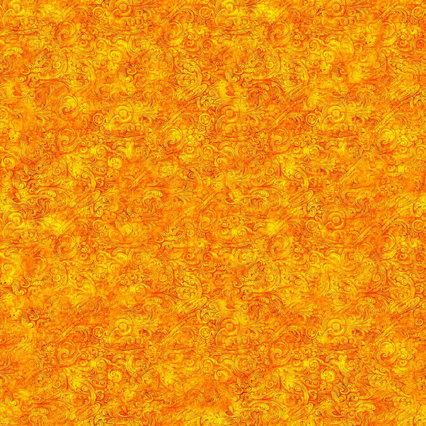 Image of the Festivus Festivus Blender Orange quilting cotton fabric by Dan Morris for Riley Blake Designs. Features an abstract swirl on an orange background. Cute Little Fabric Shop