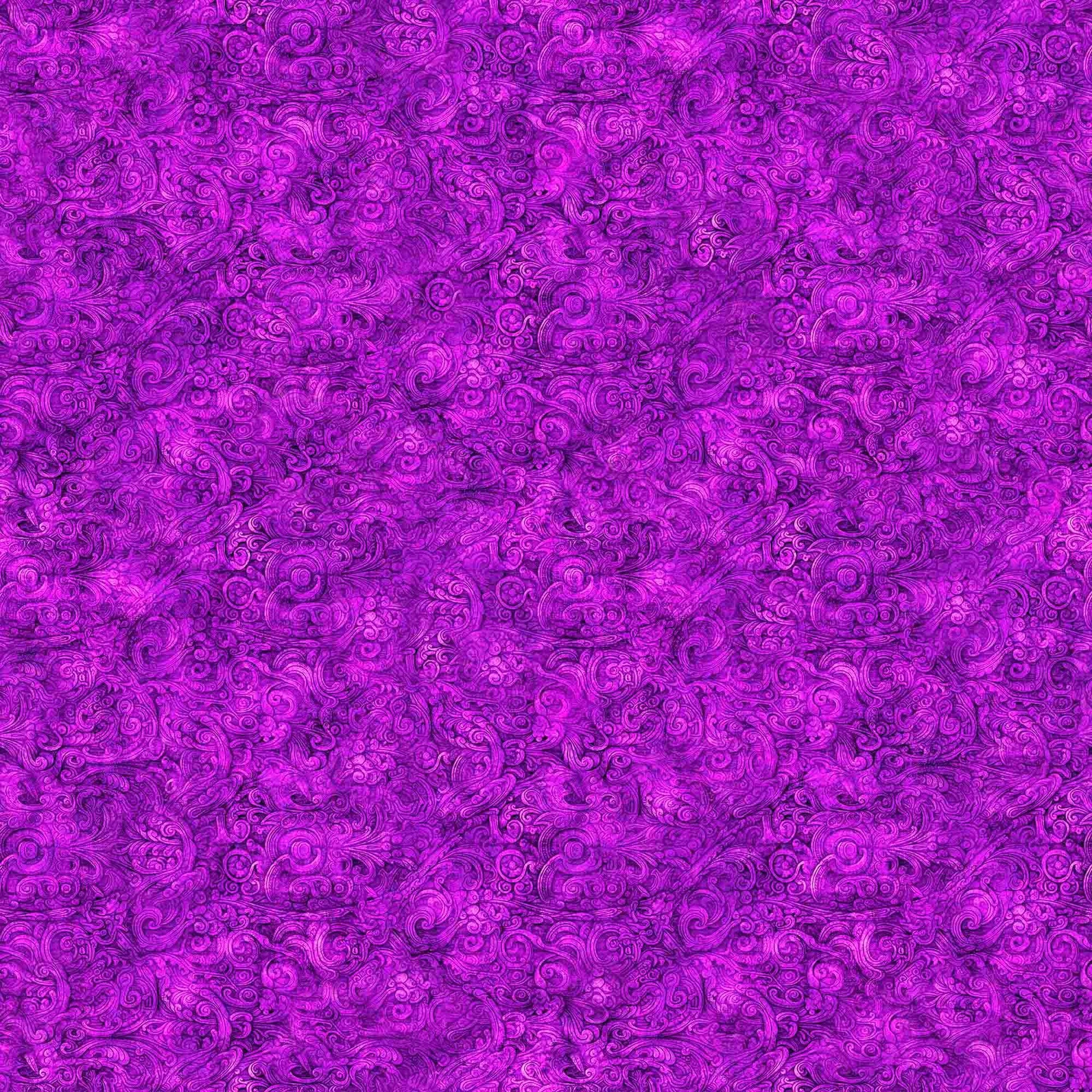 Image of the Festivus Festivus Blender Magenta quilting cotton fabric by Dan Morris for Riley Blake Designs. Features an abstract swirl on a purple background. Cute Little Fabric Shop