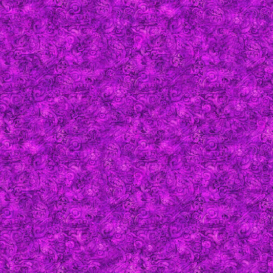 Image of the Festivus Festivus Blender Magenta quilting cotton fabric by Dan Morris for Riley Blake Designs. Features an abstract swirl on a purple background. Cute Little Fabric Shop