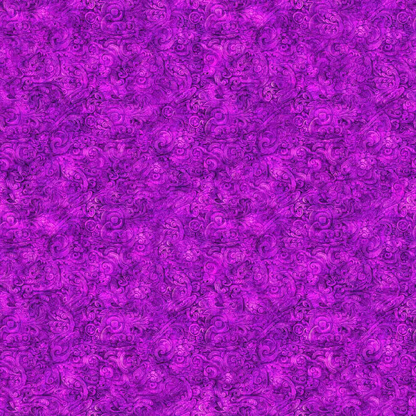 Image of the Festivus Festivus Blender Magenta quilting cotton fabric by Dan Morris for Riley Blake Designs. Features an abstract swirl on a purple background. Cute Little Fabric Shop