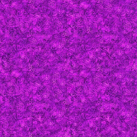 Image of the Festivus Festivus Blender Magenta quilting cotton fabric by Dan Morris for Riley Blake Designs. Features an abstract swirl on a purple background. Cute Little Fabric Shop
