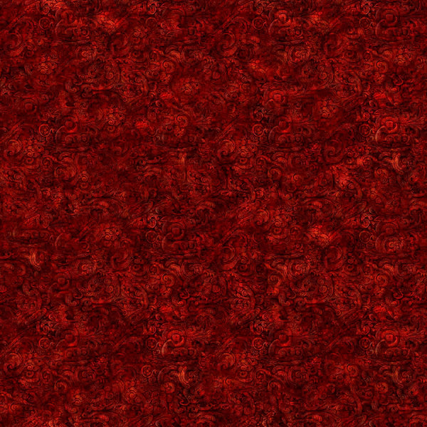 Image of the Festivus Festivus Blender Garnet quilting cotton fabric by Dan Morris for Riley Blake Designs. Features an abstract swirl on a red background. Cute Little Fabric Shop