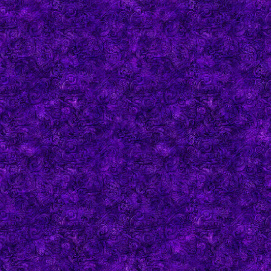Image of the Festivus Festivus Blender Grape quilting cotton fabric by Dan Morris for Riley Blake Designs. Features an abstract swirl on a purple background. Cute Little Fabric Shop
