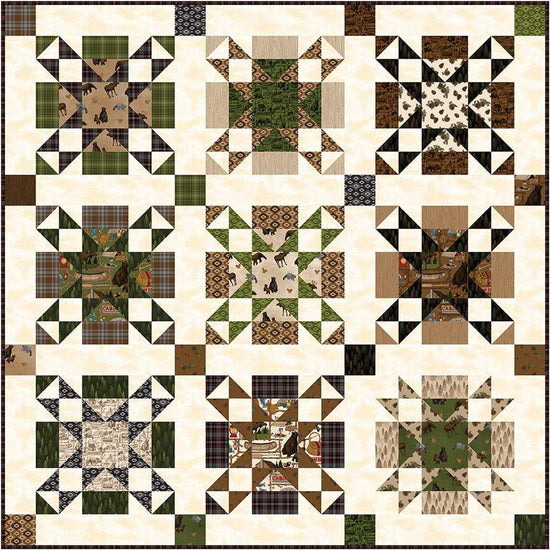 Image of the Big Ben Quilt Pattern by Aria & Ava Quilts for Riley Blake Design. Features a square brown quilt. 
Cute Little Fabric Shop