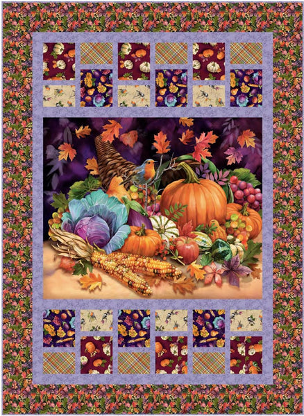 Cornucopia Harvest Panel Quilt PATTERN - QT Fabrics - Instructions Only - Gina Jane Lee - Fall Panel Quilt